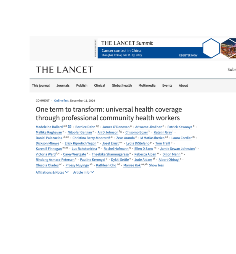 ONE TERM TO TRANSFORM: UNIVERSAL HEALTH COVERAGE THROUGH PROFESSIONAL COMMUNITY HEALTH WORKERS